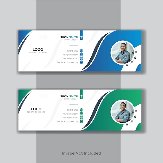 Minimal clean and corporate email signature design with 2 template