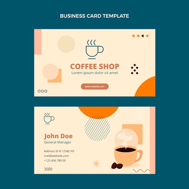 Vector minimal coffee shop horizontal business card