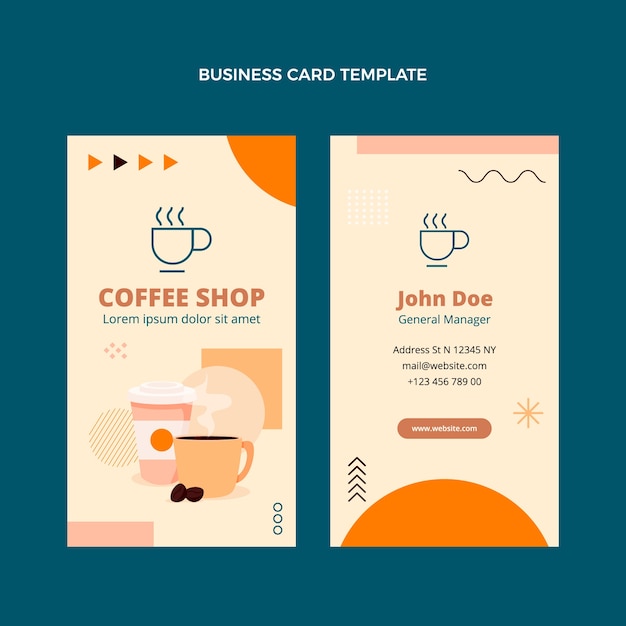 Vector minimal coffee shop vertical business card