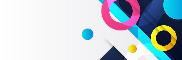 Vettore sfondo sfumato astratto colorato minimo banner con forme geometriche dell'elemento dei cerchi dei quadrati. modello astratto del fondo del modello dell'insegna di progettazione grafica di vettore.