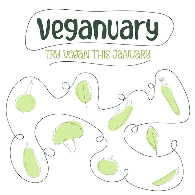 1月の菜食主義の最小限の概念 go vegan veganuary