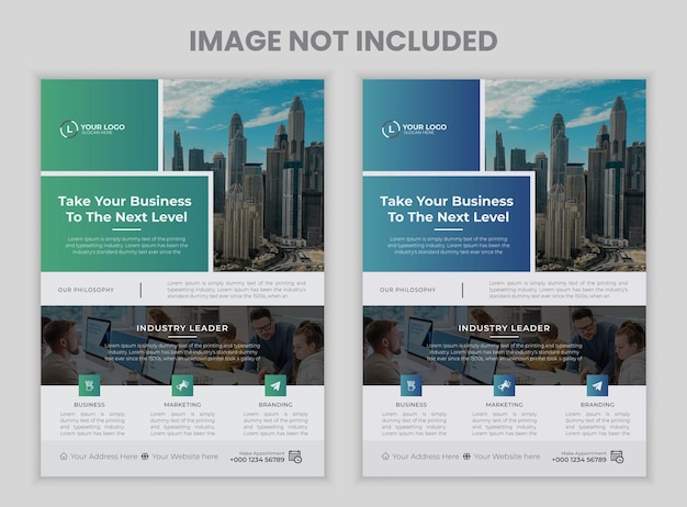 Minimal corporate business flyer set in two colors Vector flyer template