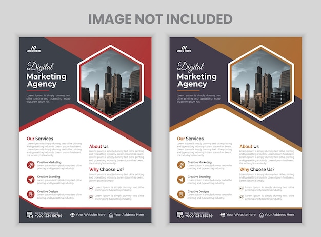 Minimal corporate business flyer set in two colors Vector flyer template