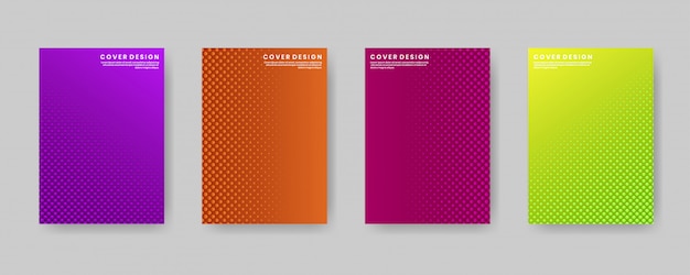 Minimal cover design template set with gradient and abstract circle texture