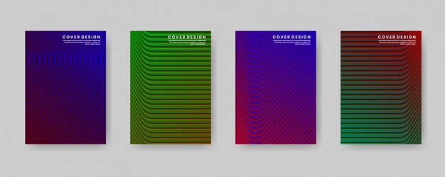 Minimal cover design template set with gradient and geometric abstract style