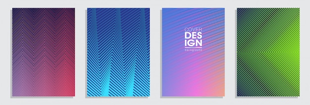 Vector minimal covers design. colorful halftone gradients background set