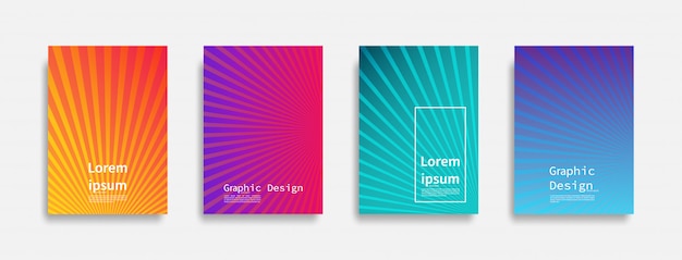 Minimal covers design. Colorful line design. Future geometric patterns.