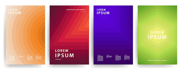 Minimal covers design. cool geometric gradients. set vector.