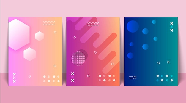 Minimal covers with colorful halftone gradients future geometric patterns