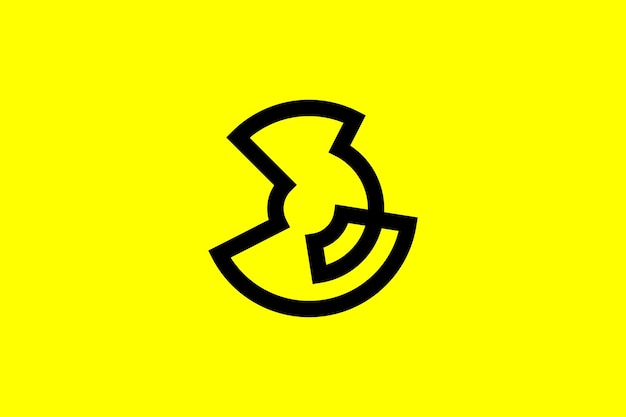 黄色の背景にミニマルでクリエイティブな鳥マークのロゴのテンプレート