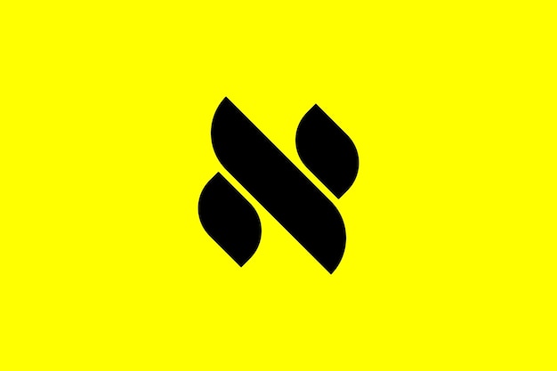 Modello del logo della lettera n minima e creativa su sfondo giallo