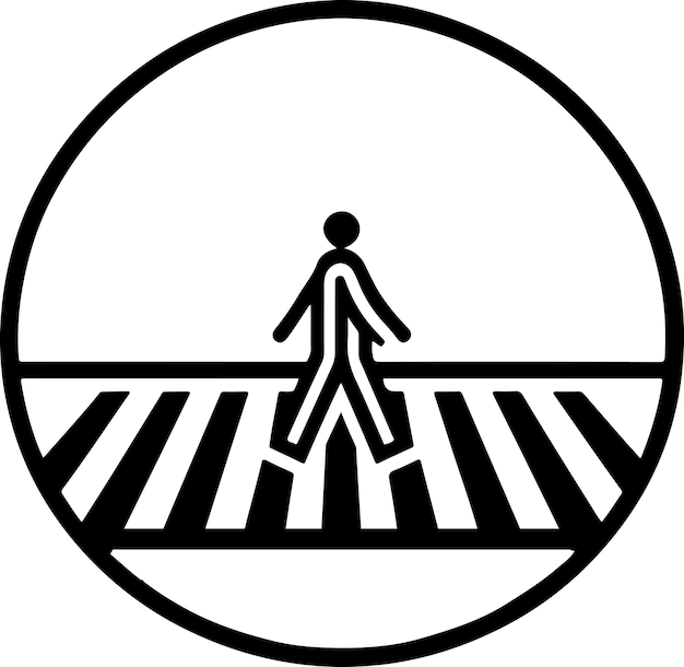 minimal Crosswalk icon vector a man cross the road white background 10