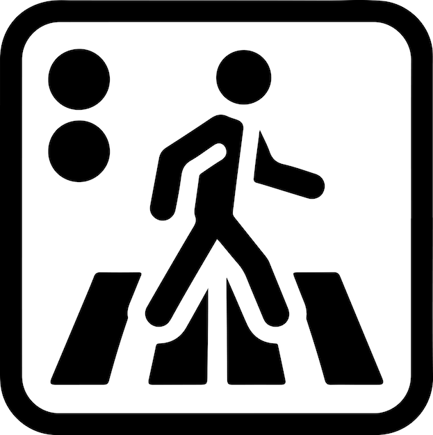 Vector minimal crosswalk icon vector a man cross the road white background 6