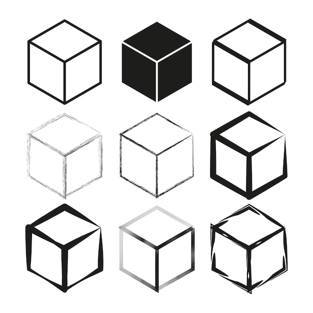 最小の立方体形態 幾何学的な黒と白 抽象的なブロック構造 ベクトルイラスト