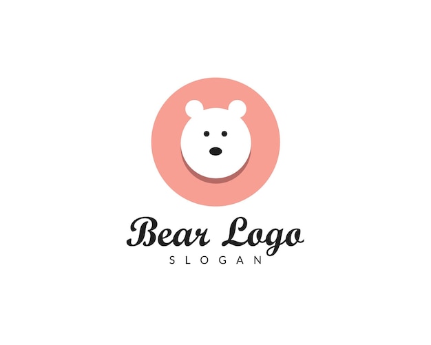 Minimal cute bear head Logo vector illustration design for brand