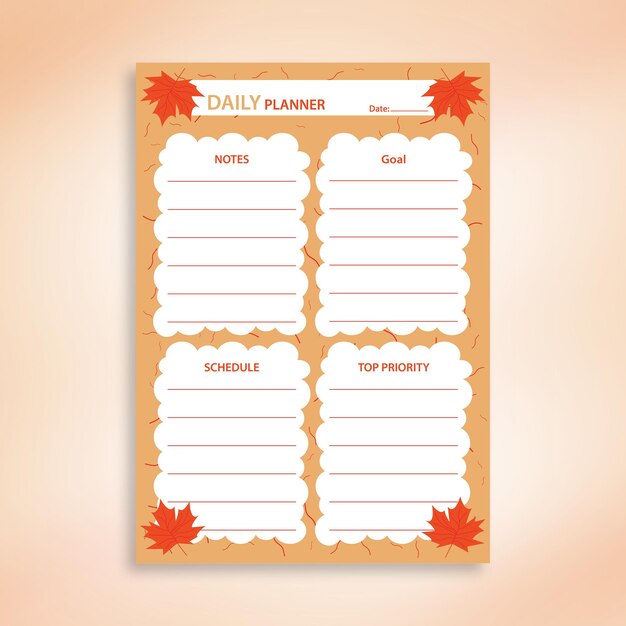 Minimal daily todo list organizer template design