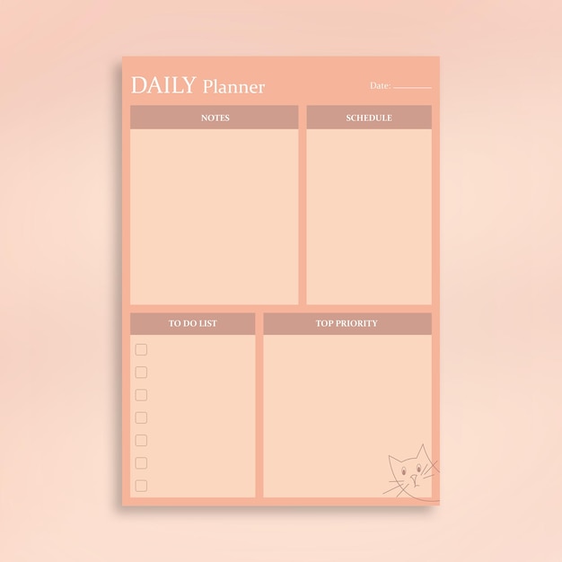 Minimal Daily todo list organizer template design