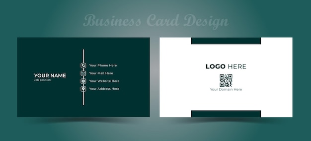 Vector minimal dark green business card design flat business card template