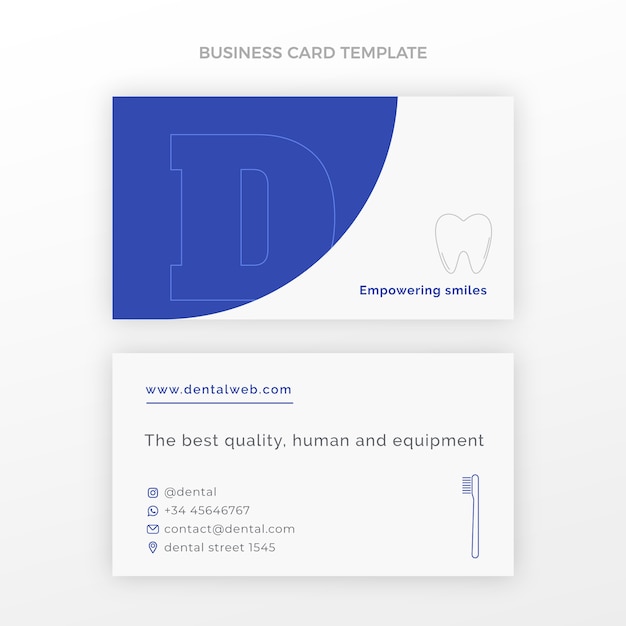 Minimal dental clinic horizontal business card template