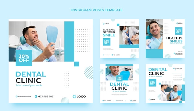 Vector minimal dental clinic instagram posts