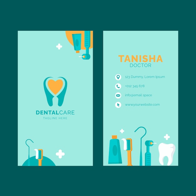 Vector minimal dental clinic vertical business card