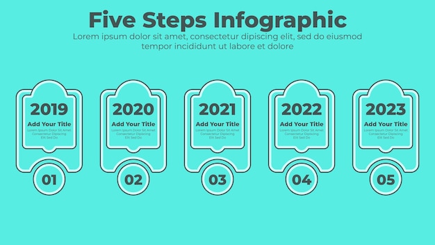 Design minimale 5 passaggi o opzioni modello di presentazione infografica aziendale