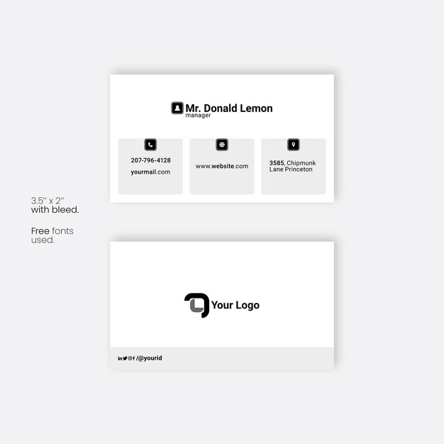 Vector minimal design business card template.