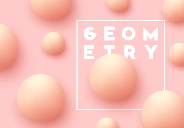 Minimal design Realistic ball spheres, abstract background with 3d elements. Pattern circular geometric objects. Round balls soft pink color. trendy poster, banner. vector illustration