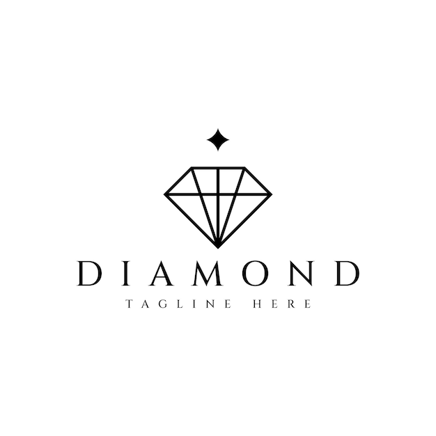 minimal diamond vector logo design for jewelry stores