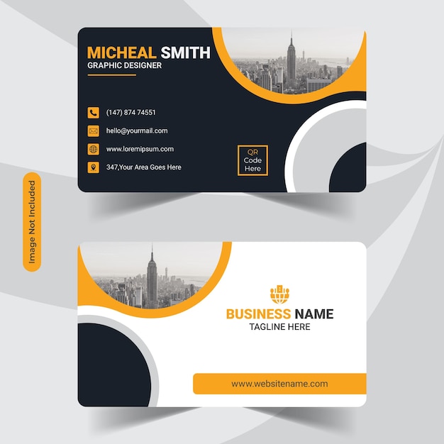 Minimal digital clean and stylish yellow business card template