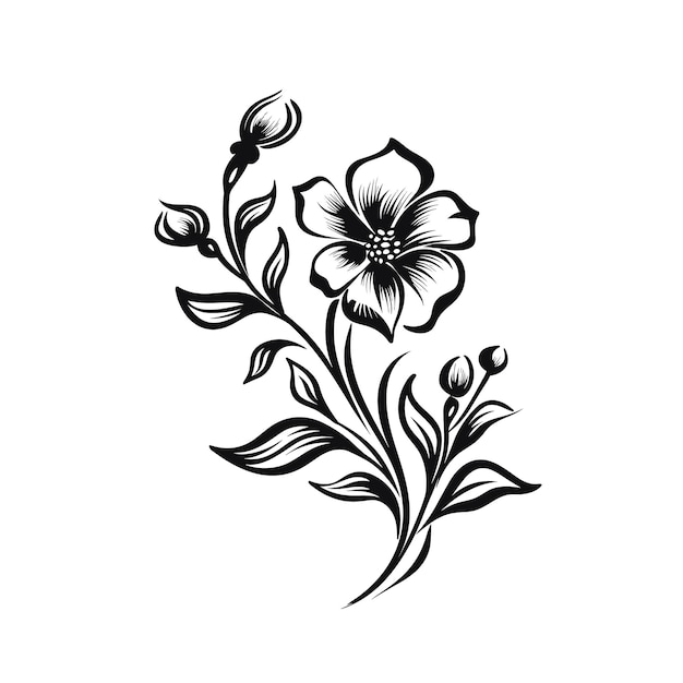 Minimal disegnato florale botanica linea arte bouquets elementi alla moda di piante selvatiche e da giardino rami foglie fiori erbe illustrazione vettoriale per logo o tatuaggio invito salvare la data cardv