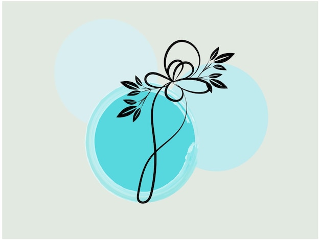 Minimal drawn floral botanical line art