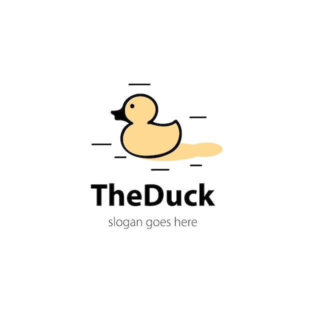 Vector minimal duck logo design baby swimming