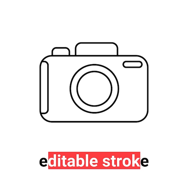 minimal editable stroke photo camera icon concept of photocamera label lineart style trend modern logotype art graphic design element isolated on white background