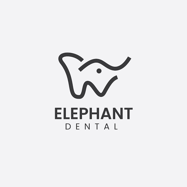 Minimal elephant dental logo template premium vector