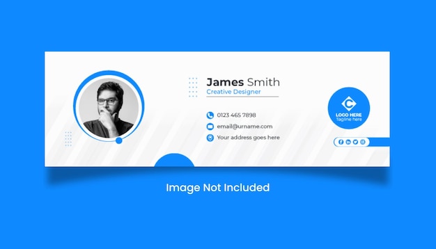 Minimal email signature template or email footer facebook social media cover