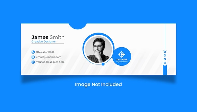 Minimal email signature template or email footer facebook social media cover