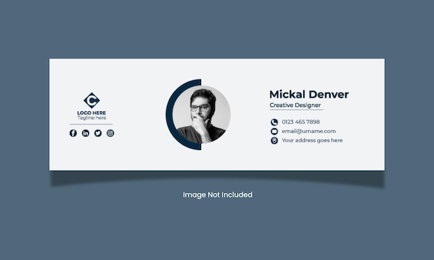 Minimal email signature template or email footer facebook social media cover