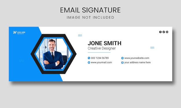 Minimal email signature template or email footer and personal social media cover