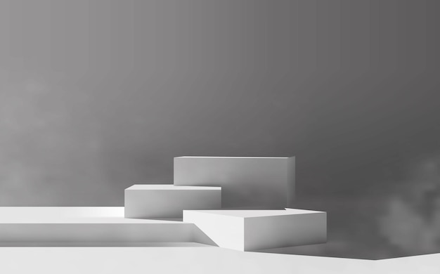 Vector minimal empty white platform podium scene