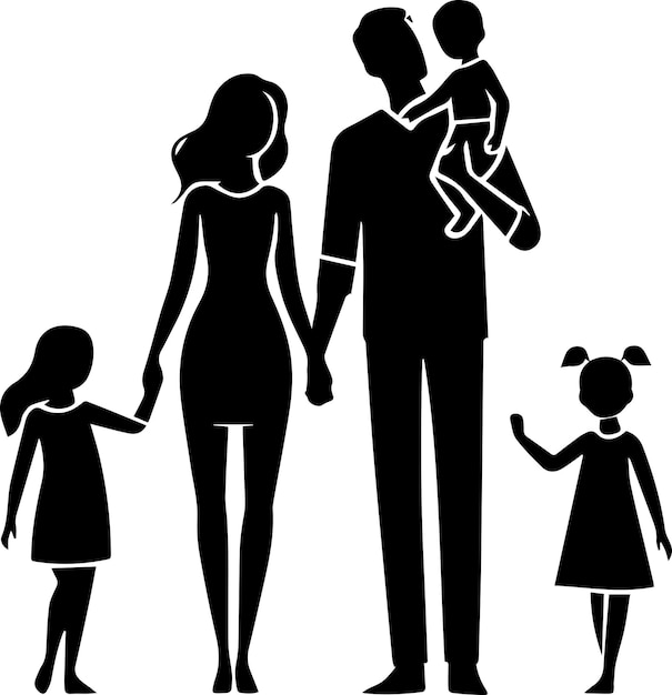 Famiglia segno silhouette vettoriale di colore nero minimo silhouette di sfondo bianco 7