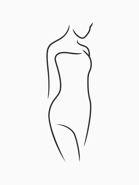 Vector minimal feminine female body line art