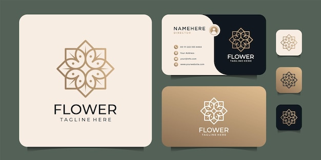 Minimal flat gold flower logo