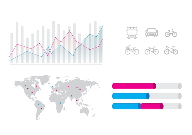 Vettore set grafico infografica piatto minimo