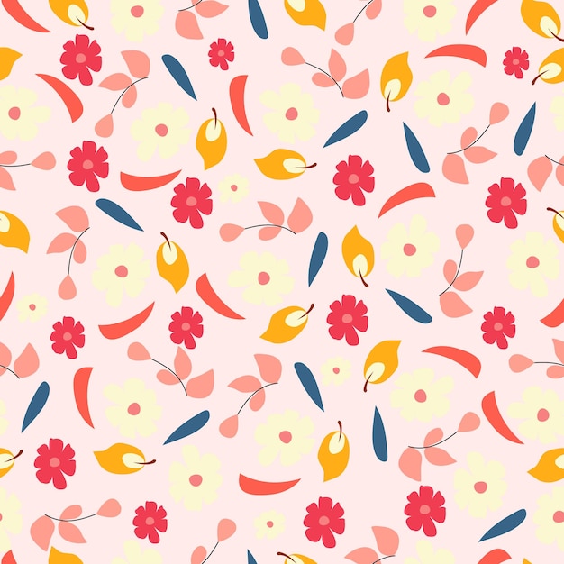 Minimal floral seamless pattern Beige color vector illustration