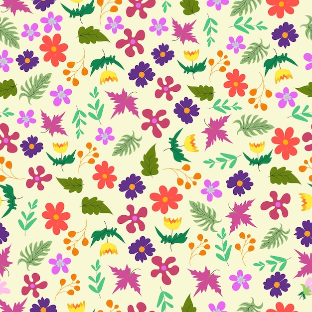 Minimal floral seamless pattern beige color vector illustration