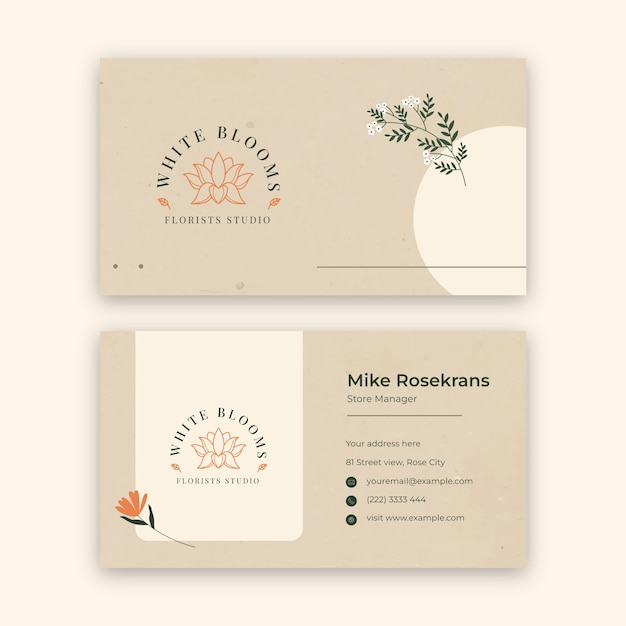 Vector minimal florist job horizontal business card
