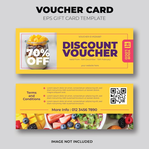 Minimal Food Gift Voucher Coupon Set with yellow background