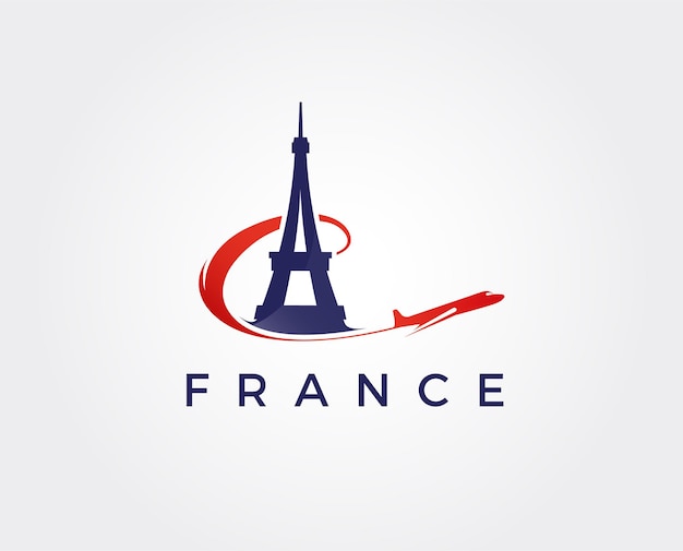 Modello di logo di viaggio minimo francia