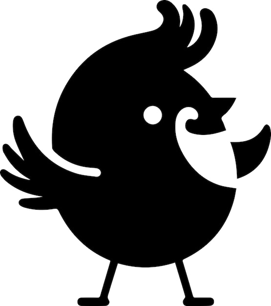 minimal funny bird character vector silhouette black color silhouette white background 13